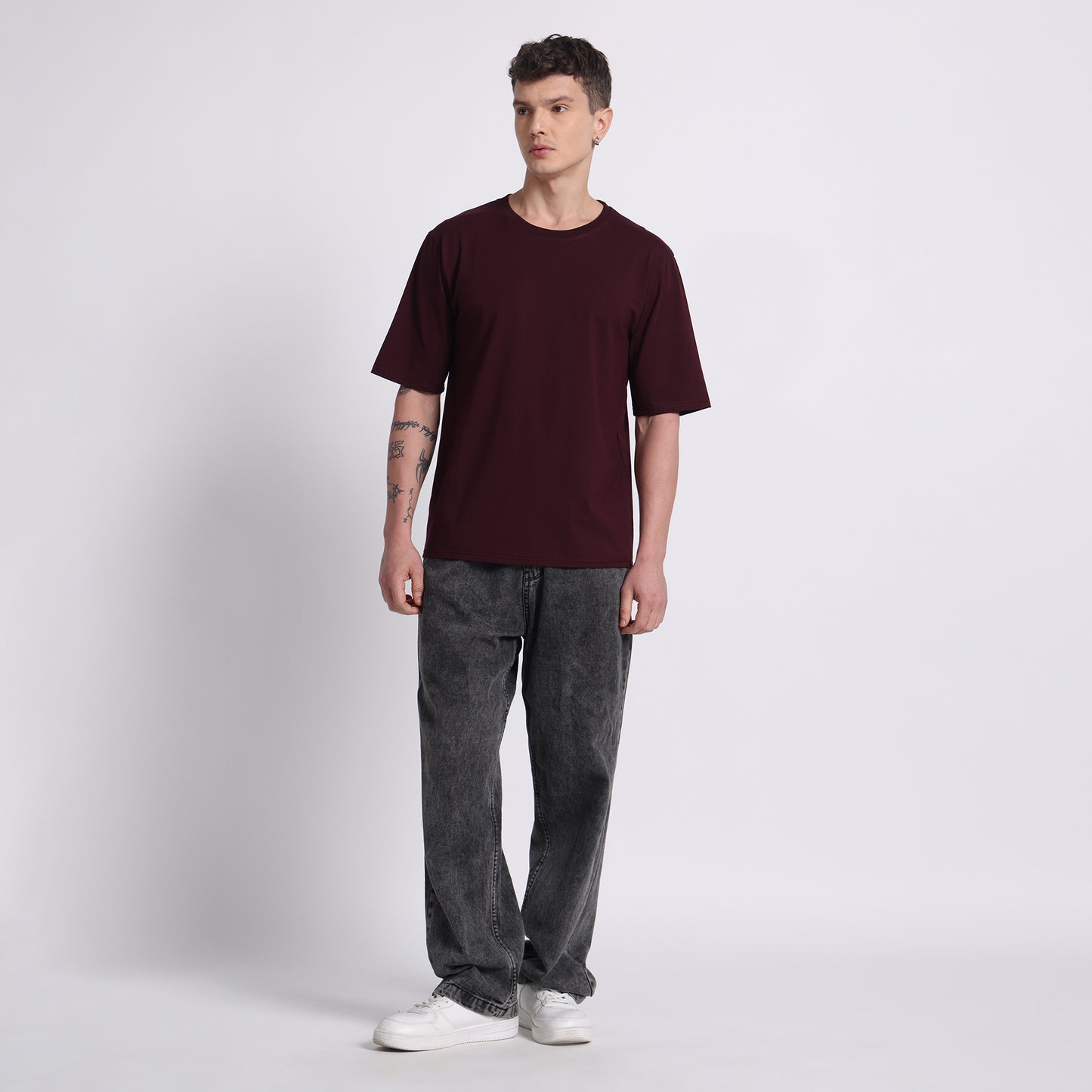 Oversized Cotton T-Shirt | Breathable & Timeless Style | Plum Wine