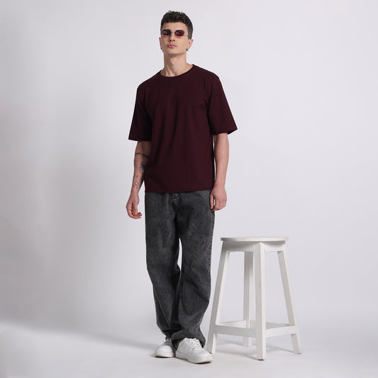 Oversized Cotton T-Shirt | Breathable & Timeless Style | Plum Wine