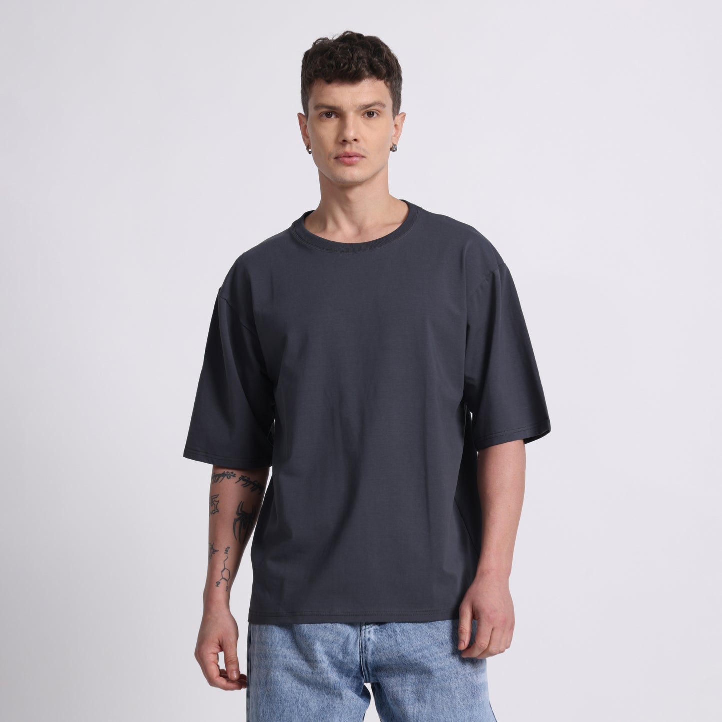 Oversized Cotton T-Shirt – Storm Slate | Bold & Breathable Comfort