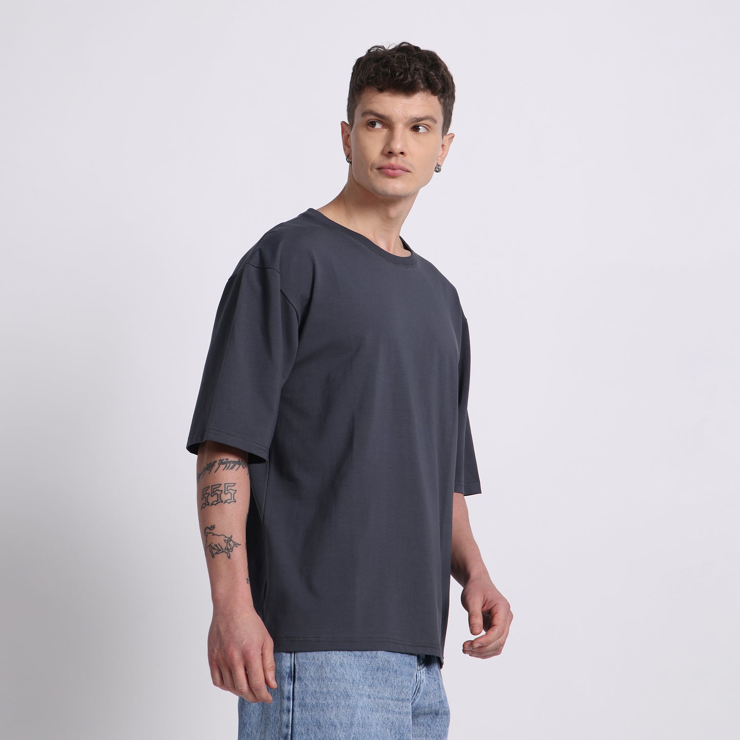 Oversized Cotton T-Shirt – Storm Slate | Bold & Breathable Comfort