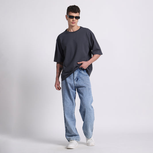 Oversized Cotton T-Shirt – Storm Slate | Bold & Breathable Comfort