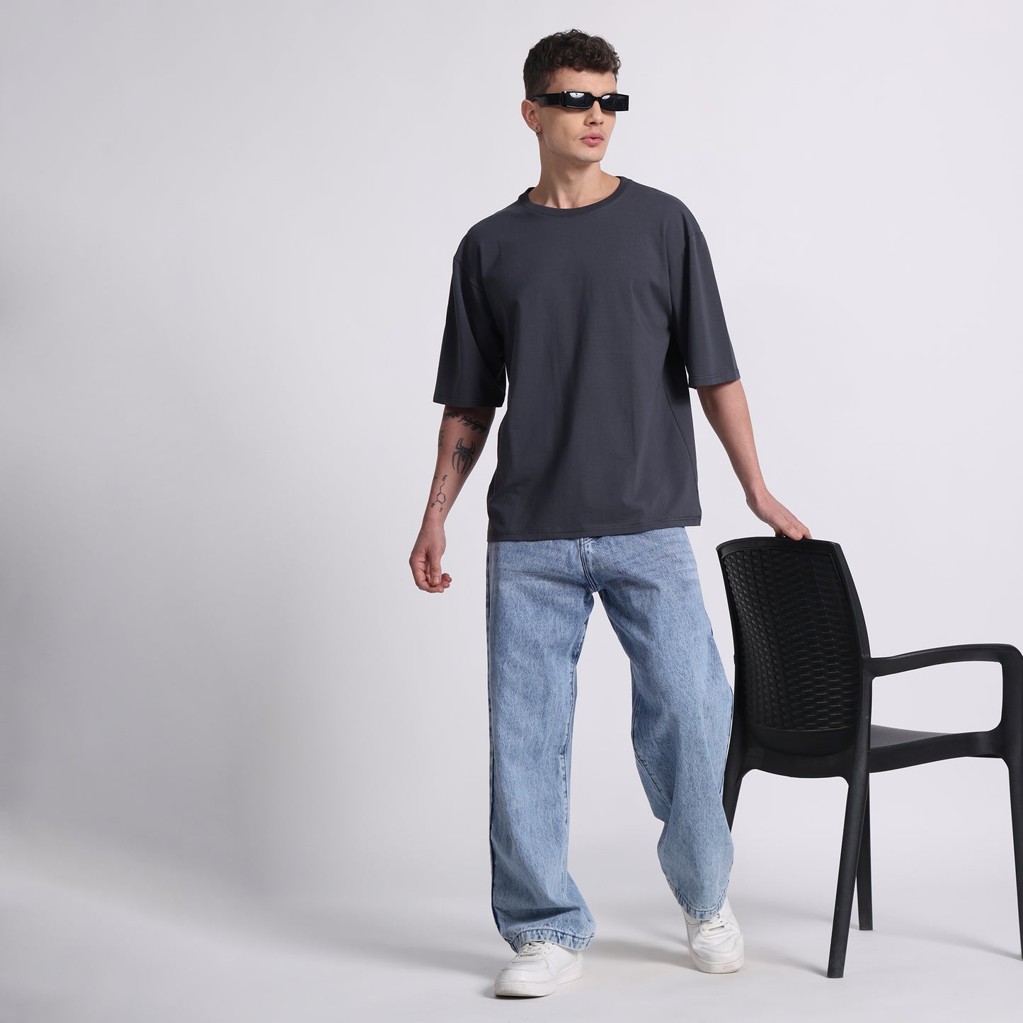 Oversized Cotton T-Shirt – Storm Slate | Bold & Breathable Comfort
