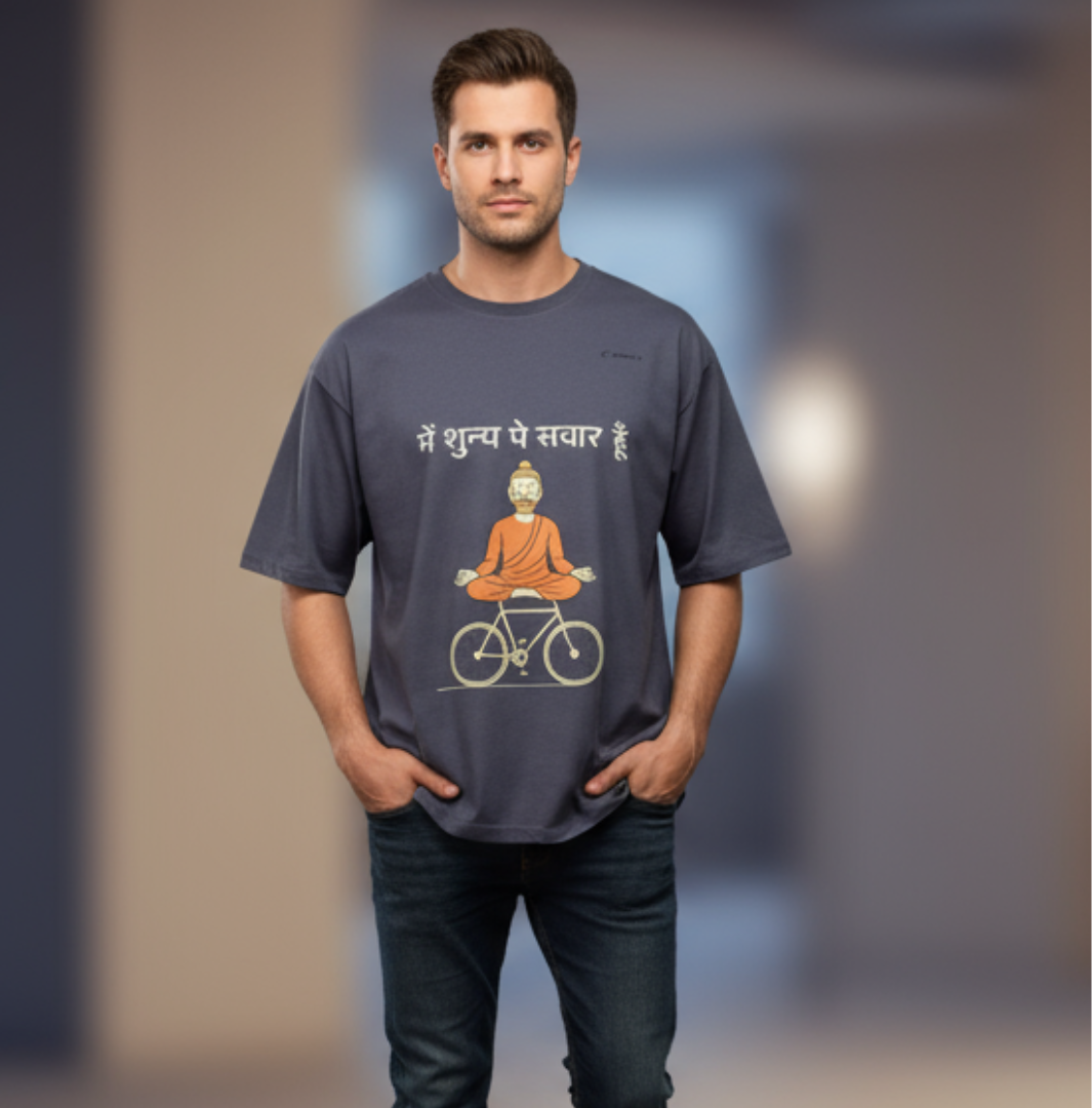 Main Shunya Pe Savaar Hoon T-Shirt for Men – Spiritual Hindi Quote Oversized Tee