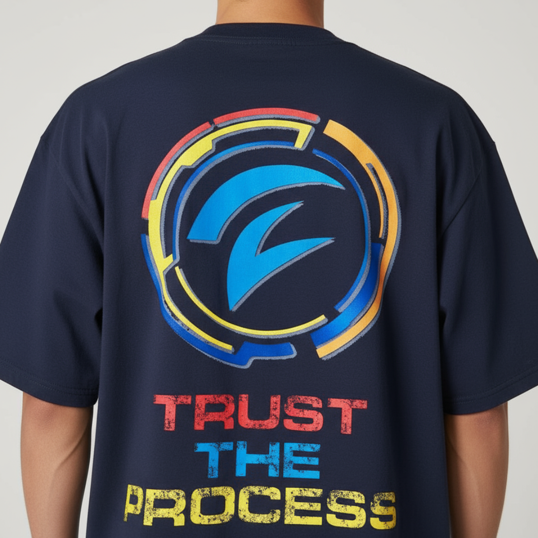 Trust The Process Oversized Graphic T-Shirt – Motivational Streetwear Tee for Men, Grey