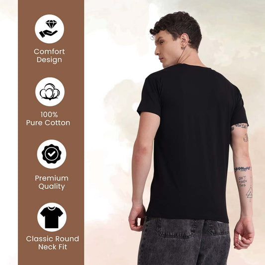 Regular Fit Cotton T-Shirt – Midnight Black | Comfortable & Timeless Style