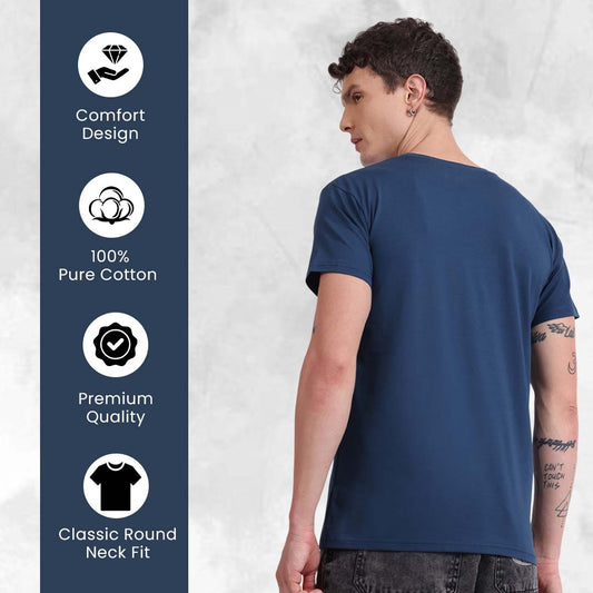 Regular Fit Cotton T-Shirt – Navy Blue | Comfortable & Timeless Style