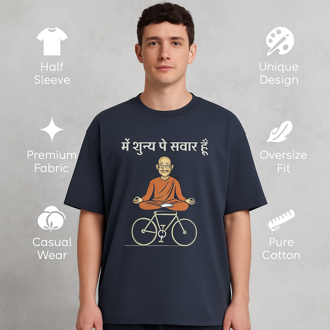Main Shunya Pe Savaar Hoon T-Shirt for Men – Spiritual Hindi Quote Oversized Tee