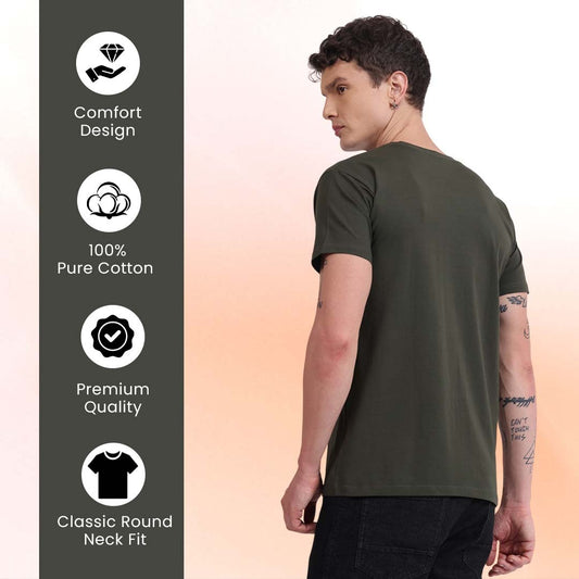 Epivu Classic Crew Neck T-Shirt – Olive Green | Regular Fit Cotton Short Sleeve