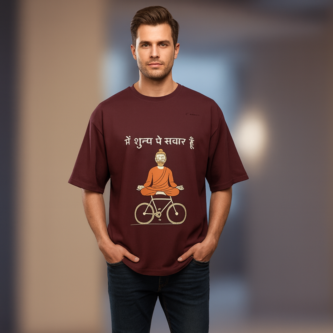 Main Shunya Pe Savaar Hoon T-Shirt for Men – Spiritual Hindi Quote Oversized Tee