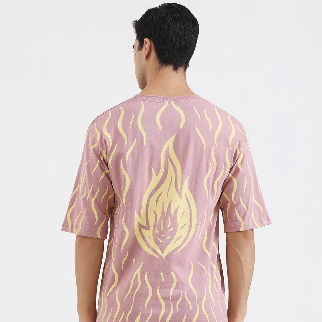 Fuel The Fire Within Graphic Oversized T-Shirt – Motivational Flame Print Tee for Men, Onion