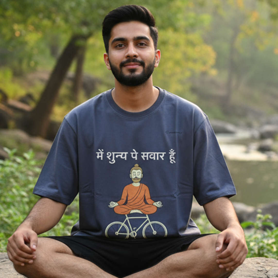 Main Shunya Pe Savaar Hoon T-Shirt for Men – Spiritual Hindi Quote Oversized Tee
