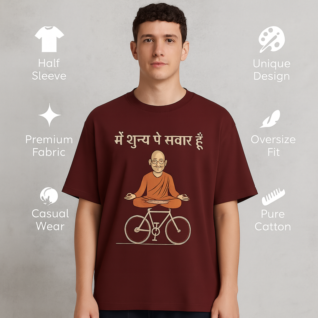 Main Shunya Pe Savaar Hoon T-Shirt for Men – Spiritual Hindi Quote Oversized Tee