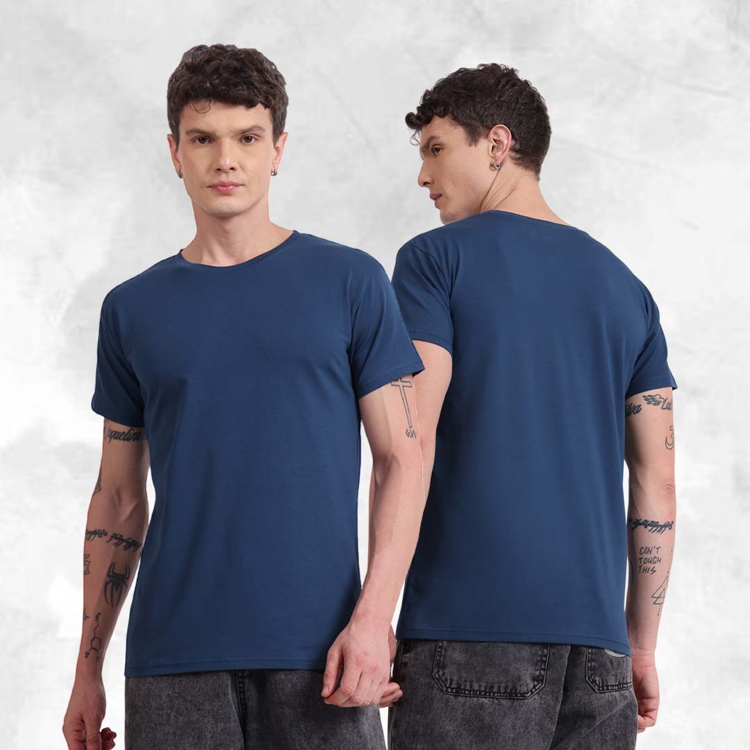 Regular Fit Cotton T-Shirt – Navy Blue | Comfortable & Timeless Style