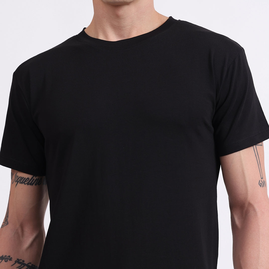 Regular Fit Cotton T-Shirt – Midnight Black | Comfortable & Timeless Style