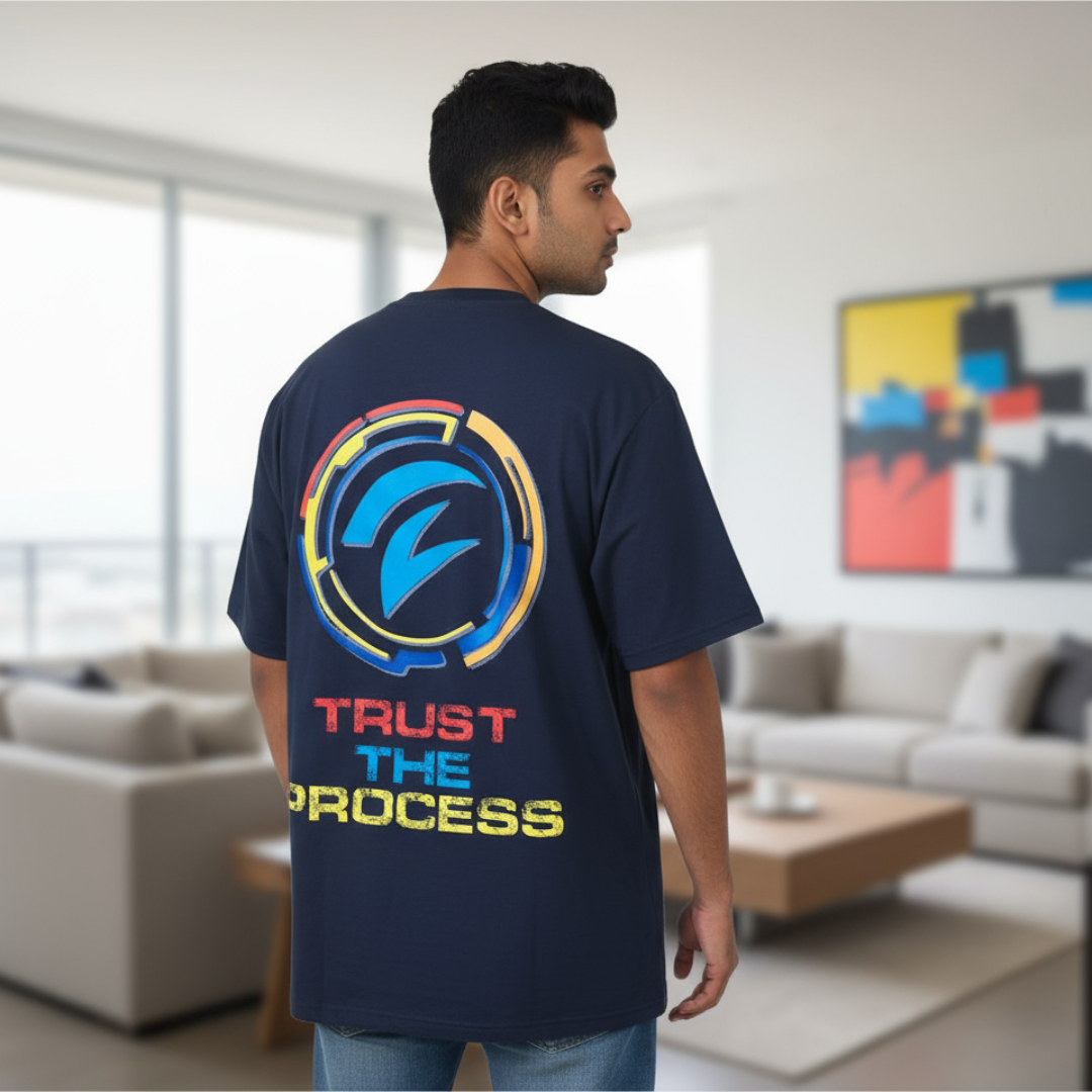 Trust The Process Oversized Graphic T-Shirt – Motivational Streetwear Tee for Men, Grey