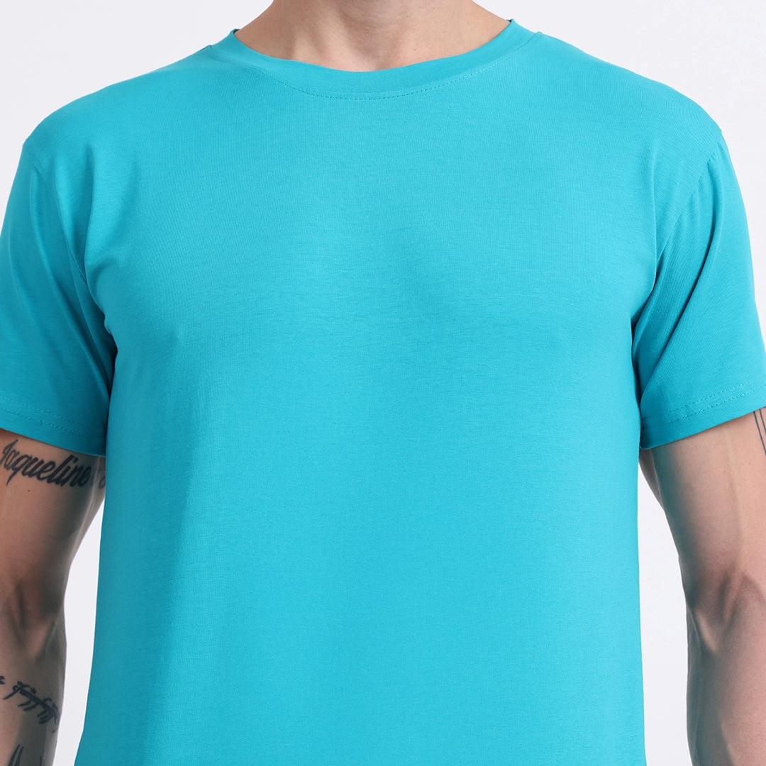 Regular Fit Cotton T-Shirt – Aqua Blue | Comfortable & Timeless Style