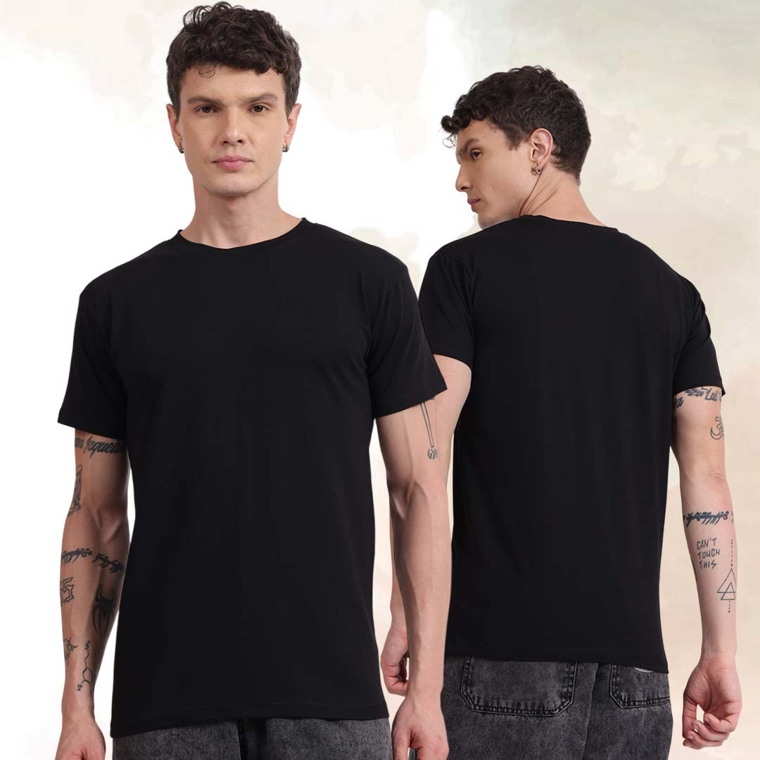 Regular Fit Cotton T-Shirt – Midnight Black | Comfortable & Timeless Style