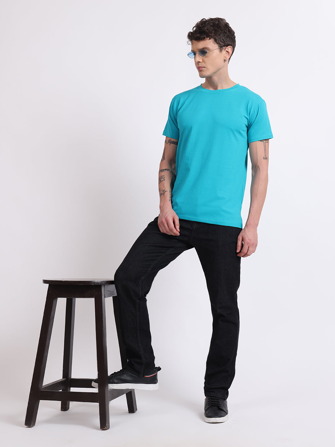 Regular Fit Cotton T-Shirt – Aqua Blue | Comfortable & Timeless Style