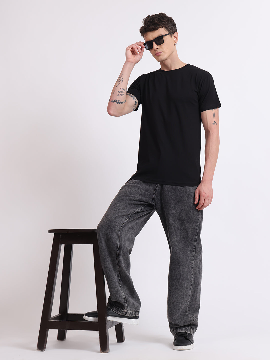 Regular Fit Cotton T-Shirt – Midnight Black | Comfortable & Timeless Style