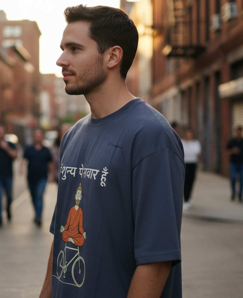 Main Shunya Pe Savaar Hoon T-Shirt for Men – Spiritual Hindi Quote Oversized Tee