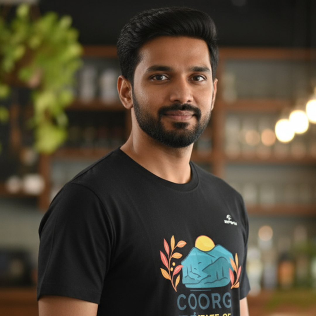 Coorg State of Mind Graphic Regular T-Shirt – Travel-Inspired Pure Cotton Tee for Men