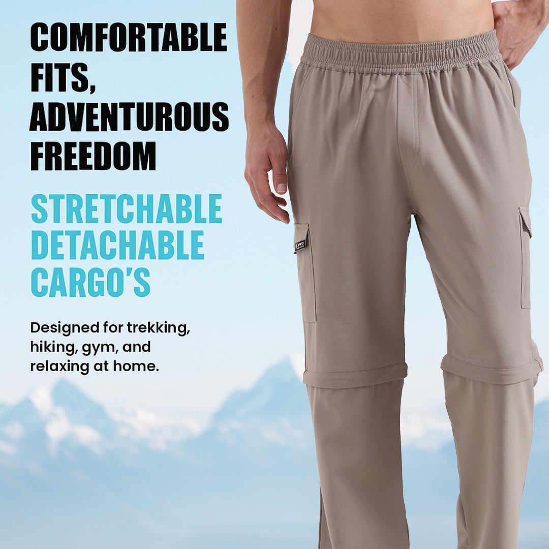 Men’s Convertible Trekking Cargo Pants – Premium Outdoor Hiking & Travel Wear, Beige