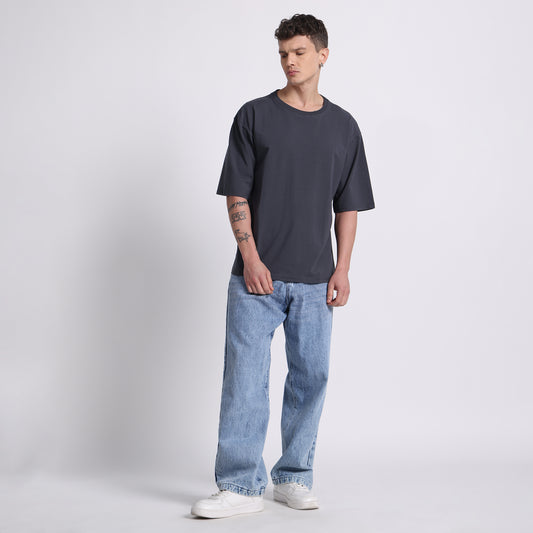 Oversized Cotton T-Shirt – Storm Slate | Bold & Breathable Comfort