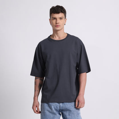 Oversized Cotton T-Shirt – Storm Slate | Bold & Breathable Comfort