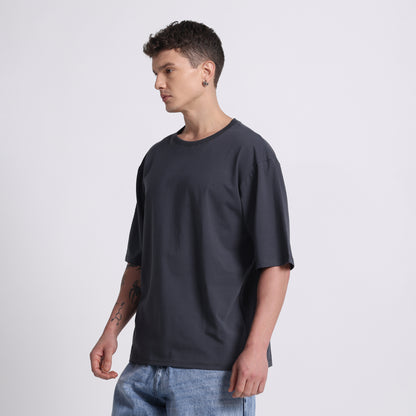 Oversized Cotton T-Shirt – Storm Slate | Bold & Breathable Comfort