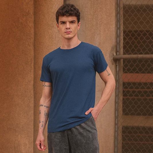 Regular Fit Cotton T-Shirt – Navy Blue | Comfortable & Timeless Style