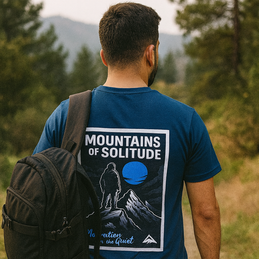 Mountains of Solitude T-Shirt – Adventure Graphic Regular Tee for Men | Motivation in the Quiet
