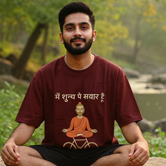 Main Shunya Pe Savaar Hoon T-Shirt for Men – Spiritual Hindi Quote Oversized Tee