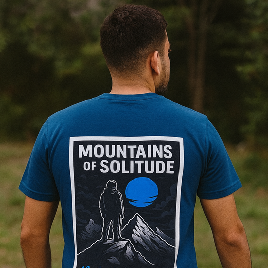 Mountains of Solitude T-Shirt – Adventure Graphic Regular Tee for Men | Motivation in the Quiet