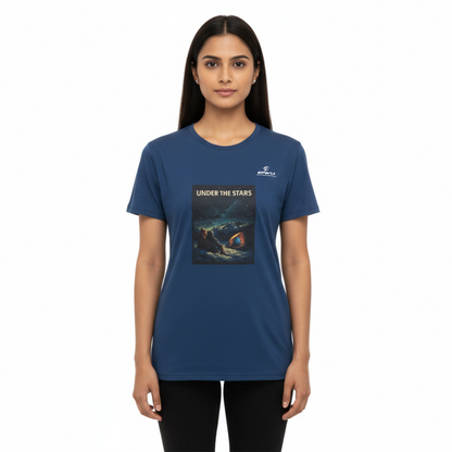 Under The Stars Graphic T-Shirt – Adventure Camping Night Sky Tee for Women