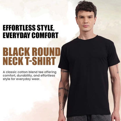 Regular Fit Cotton T-Shirt – Midnight Black | Comfortable & Timeless Style