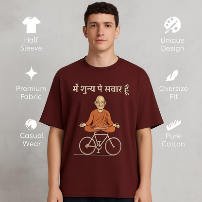 Main Shunya Pe Savaar Hoon T-Shirt for Men – Spiritual Hindi Quote Oversized Tee