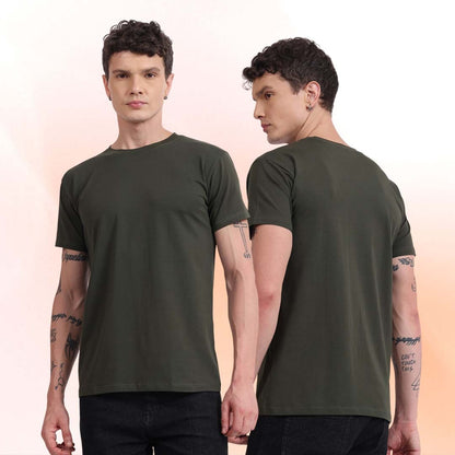 Epivu Classic Crew Neck T-Shirt – Olive Green | Regular Fit Cotton Short Sleeve