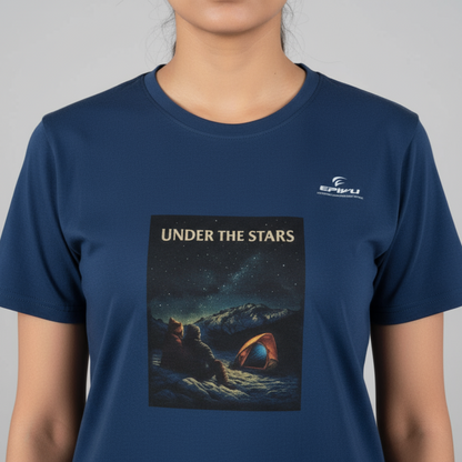 Under The Stars Graphic T-Shirt – Adventure Camping Night Sky Tee for Women