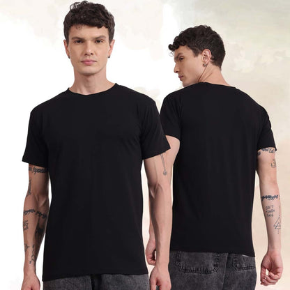 Regular Fit Cotton T-Shirt – Midnight Black | Comfortable & Timeless Style