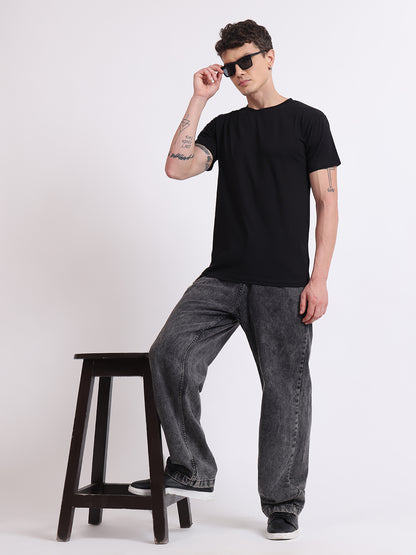 Regular Fit Cotton T-Shirt – Midnight Black | Comfortable & Timeless Style