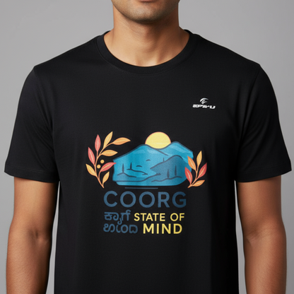 Coorg State of Mind Graphic Regular T-Shirt – Travel-Inspired Pure Cotton Tee for Men