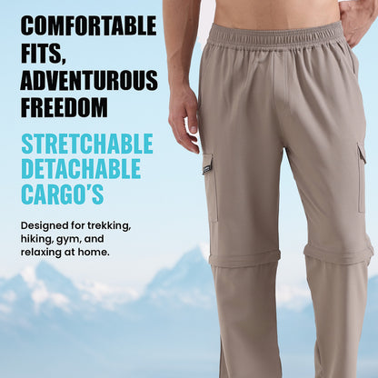 Men’s Convertible Trekking Cargo Pants – Premium Outdoor Hiking & Travel Wear, Beige