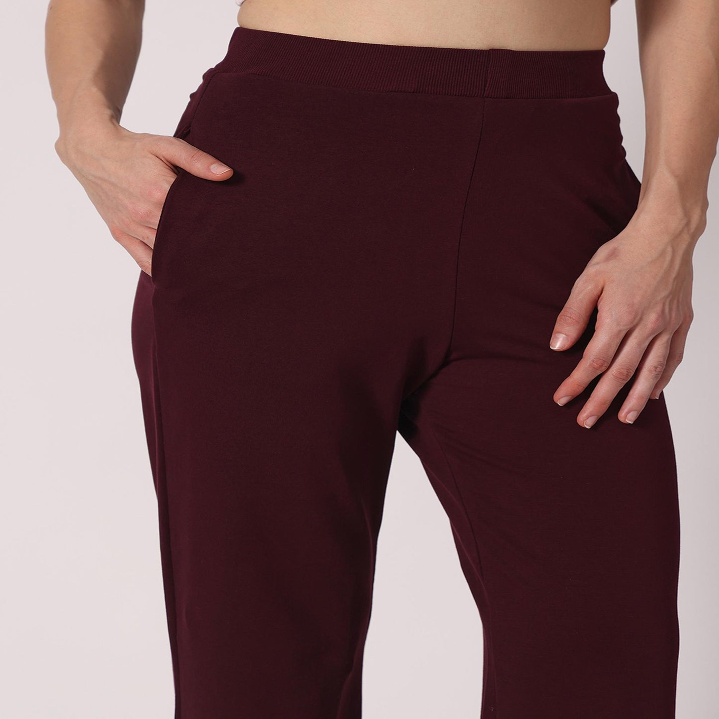 Women’s High-Waist Flared Pants –  Burgundy Bliss | Elegant Office & Casual Wear